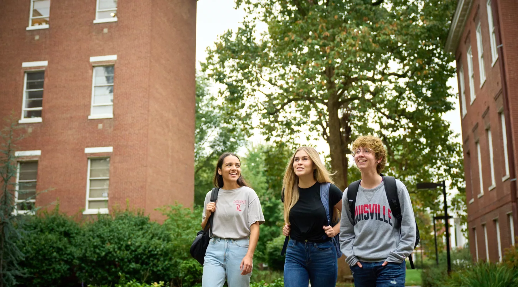 Students walking outside in the quad.